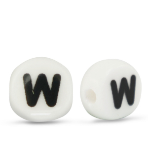 Buchstaben Perlen aus Keramik W White-black