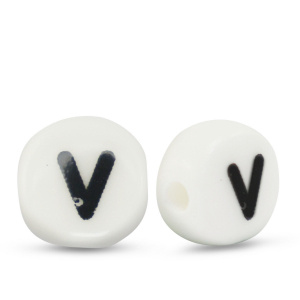 Buchstaben Perlen aus Keramik V White-black