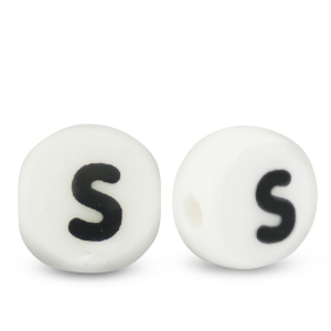 Buchstaben Perlen aus Keramik S White-black