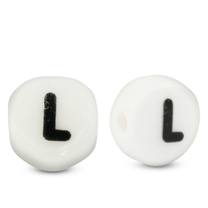 Buchstaben Perlen aus Keramik L White-black
