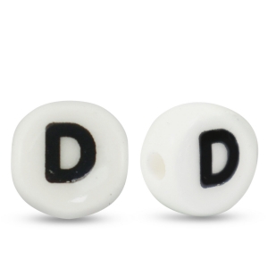 Buchstaben Perlen aus Keramik D White-black