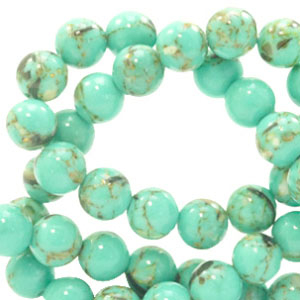 Naturstein Perlen mit Muschel 4mm Turquoise green