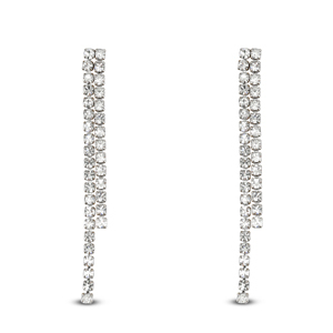 Ohrringe / Ohrstecker aus Stainless Steel - Rostfreiem Stahl mit ungleichm&auml;&szlig;igem Strass Silver