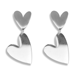 Ohrringe / Ohrstecker aus Stainless Steel - Rostfreiem Stahl Herz Silver