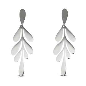 Ohrringe / Ohrstecker aus Stainless Steel - Rostfreiem Stahl Blatt Silver