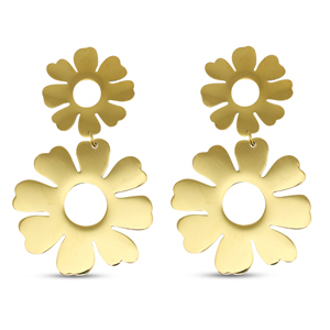Ohrringe / Ohrstecker aus Stainless Steel - Rostfreiem Stahl Blume Gold