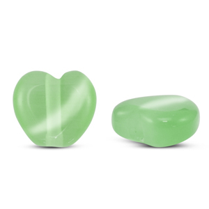Glasperlen Cat's Eye Herz Light green