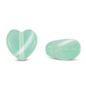 Glasperlen Cat's Eye Herz Mint turquoise