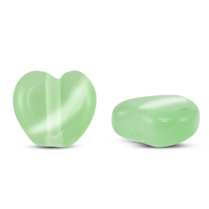 Glasperlen Cat's Eye Herz Light green