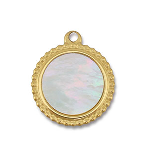 Stainless Steel - Rostfrei Stahl Anh&auml;nger Muschel Rund Gold-white (Naturliche Farbe)