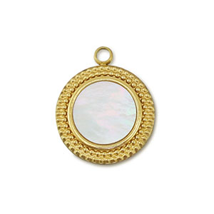 Stainless Steel - Rostfrei Stahl Anh&auml;nger Muschel Rund Gold-white (Naturliche Farbe)