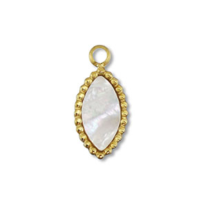 Stainless Steel - Rostfrei Stahl Anh&auml;nger Muschel Oval Gold-white (Naturliche Farbe)