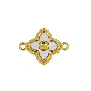 Stainless Steel - Rostfrei Stahl Anh&auml;nger Zwischenst&uuml;ck Muschel Gl&uuml;cksklee Gold-white (Naturliche Farbe)