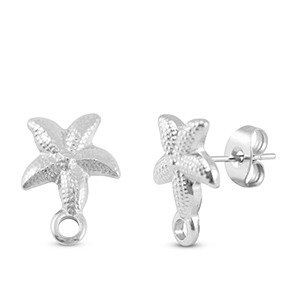 Stainless Steel - Rostfrei Stahl Schmuckzubeh&ouml;r Ohrringe / Ohrstecker Seestern mit &Ouml;se Silver