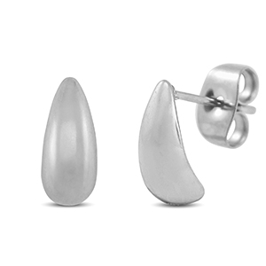 Ohrringe / Ohrstecker aus Stainless Steel - Rostfreiem Stahl Tropfenform Silver