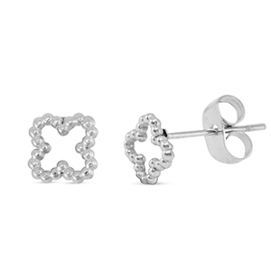 Ohrringe / Ohrstecker aus Stainless Steel - Rostfreiem Stahl Gl&uuml;cksklee Silver