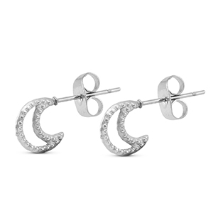 Ohrringe / Ohrstecker aus Stainless Steel - Rostfreiem Stahl Mond Silver