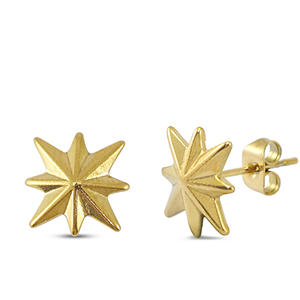 Ohrringe / Ohrstecker aus Stainless Steel - Rostfreiem Stahl Stern Gold