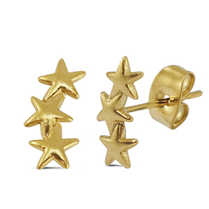 Ohrringe / Ohrstecker aus Stainless Steel - Rostfreiem Stahl Stern Gold