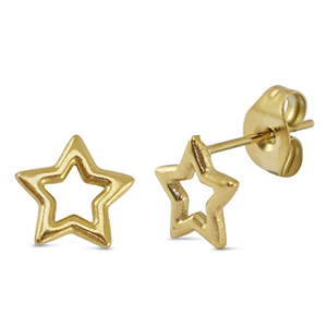 Ohrringe / Ohrstecker aus Stainless Steel - Rostfreiem Stahl Stern Gold