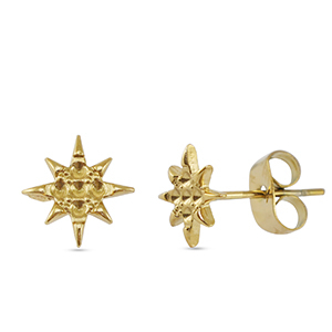 Ohrringe / Ohrstecker aus Stainless Steel - Rostfreiem Stahl Stern Gold