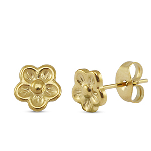 Ohrringe / Ohrstecker aus Stainless Steel - Rostfreiem Stahl Blume Gold