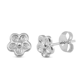 Ohrringe / Ohrstecker aus Stainless Steel - Rostfreiem Stahl Blume Silver