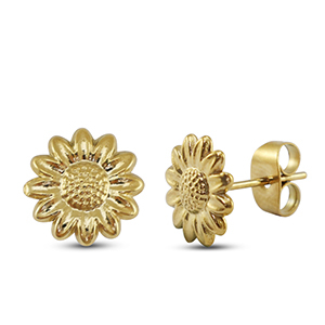 Ohrringe / Ohrstecker aus Stainless Steel - Rostfreiem Stahl Blume Gold