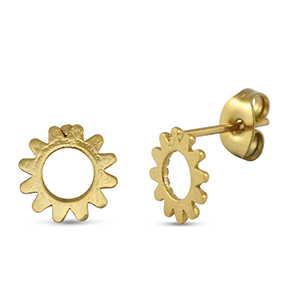 Ohrringe / Ohrstecker aus Stainless Steel - Rostfreiem Stahl Blume Gold