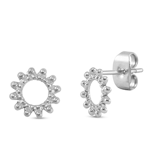 Ohrringe / Ohrstecker aus Stainless Steel - Rostfreiem Stahl Blume Silver