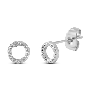 Ohrringe / Ohrstecker aus Stainless Steel - Rostfreiem Stahl Rund Silver