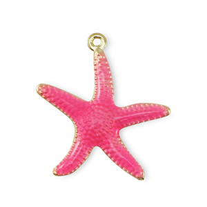 Brass TQ Metall Anh&auml;nger Seestern Gold-dark pink