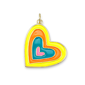 Brass TQ Metall Anh&auml;nger Herz Gold-multicolor neon