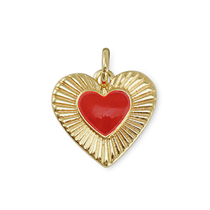 Brass TQ Metall Anh&auml;nger Herz Gold-red