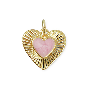 Brass TQ Metall Anh&auml;nger Herz Gold-light pink marble