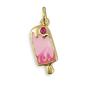 Brass TQ Metall Anh&auml;nger Zirkonia Ice Lolly Gold-pink