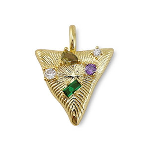 Brass TQ Metall Anh&auml;nger Zirkonia Dreieck Gold-multicolor