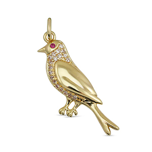 Brass TQ Metall Anh&auml;nger Zirkonia Vogel Gold