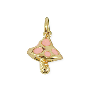 Brass TQ Metall Anh&auml;nger Fliegenpilz Gold-light pink