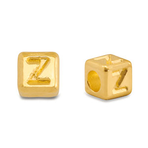 Metall Perlen Buchstabe DQ Z Gold (Nickelfrei)