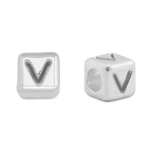 Metall Perlen Buchstabe DQ V Antik silber (Nickelfrei)
