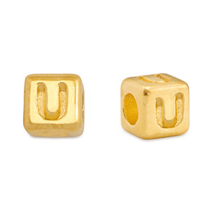 Metall Perlen Buchstabe DQ U Gold (Nickelfrei)