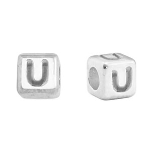 Metall Perlen Buchstabe DQ U Antik silber (Nickelfrei)