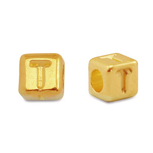 Metall Perlen Buchstabe DQ T Gold (Nickelfrei)