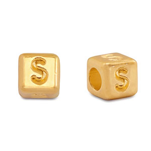 Metall Perlen Buchstabe DQ S Gold (Nickelfrei)