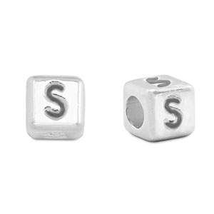Metall Perlen Buchstabe DQ S Antik silber (Nickelfrei)