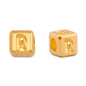 Metall Perlen Buchstabe DQ R Gold (Nickelfrei)
