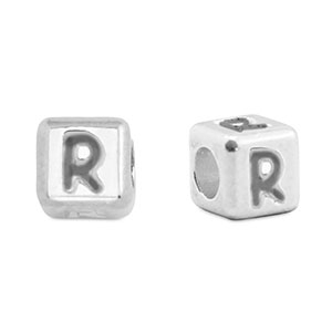 Metall Perlen Buchstabe DQ R Antik silber (Nickelfrei)
