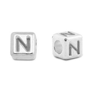 Metall Perlen Buchstabe DQ N Antik silber (Nickelfrei)