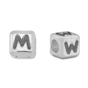 Metall Perlen Buchstabe DQ M/W Antik silber (Nickelfrei)